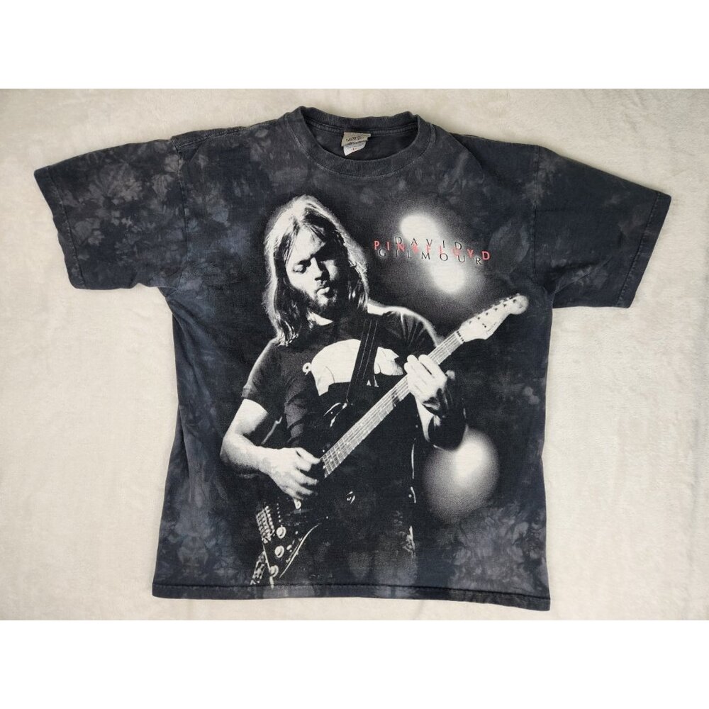 Pink Floyd David Gilmour Liquid‎ Blue Tie Dye T-Shirt Men's Gray Large Vintage